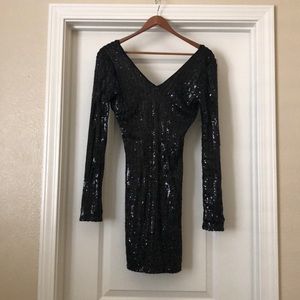 Guess black sequin long sleeve dress